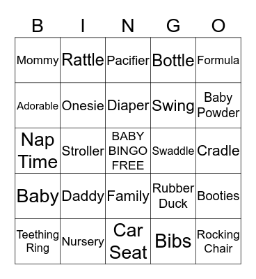 Baby Bingo Card