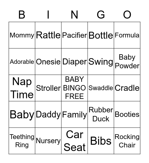 Baby Bingo Card