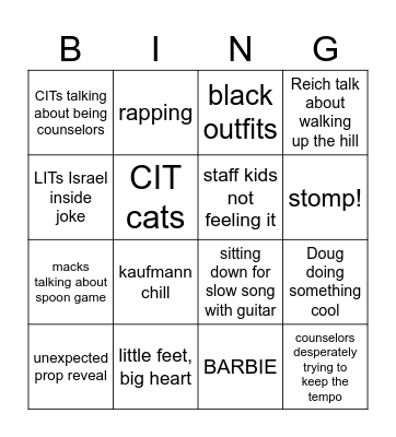 sing! Bingo Card
