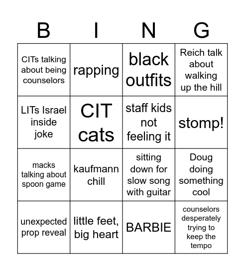 sing! Bingo Card