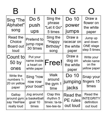 Fun & Focused Friday Bingo Card