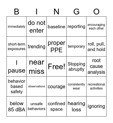 August 2023 HSE Bingo Card