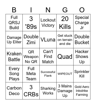 Splatoon 1 Bingo 2023 Bingo Card