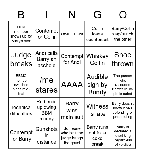 Benson vs McKinley (and McKinley vs Benson) Bingo Card