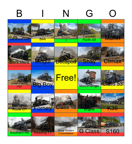 Celebrating North America's Steam Railways Bingo Card