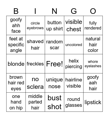 rude oc/art bingo Card