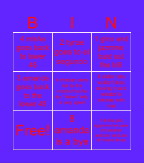 gino makes me screamo Bingo Card