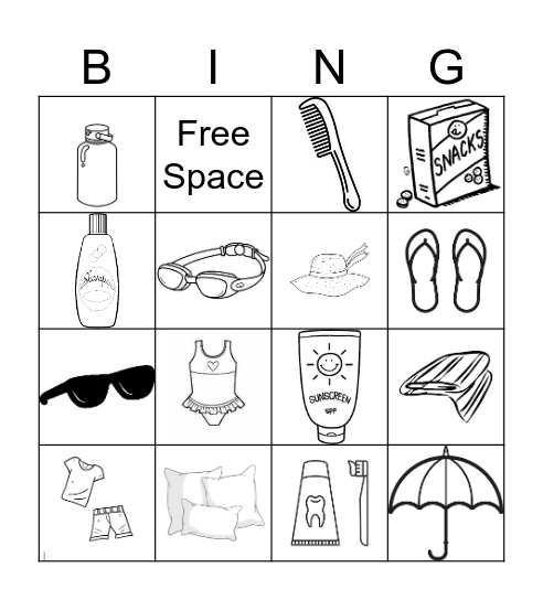 Vacation Bingo Card