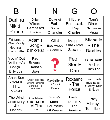 Name Game Bingo Card