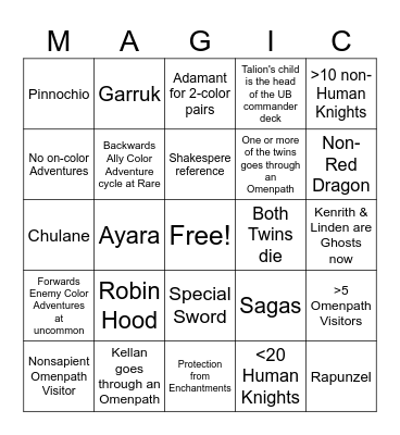 Wilds of Eldraine Bingo Card