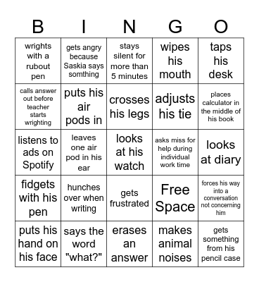 Austin Math Bingo Card