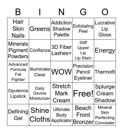 WRAPTASTIC BE YOUNIQUE Bingo Card