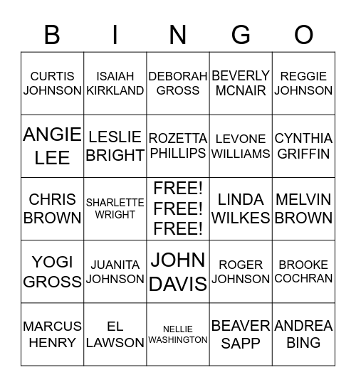 A SPECIAL OCCASION Bingo Card