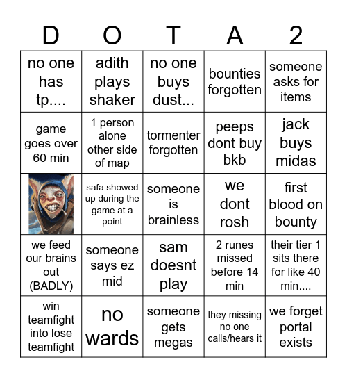 dota bingo Card