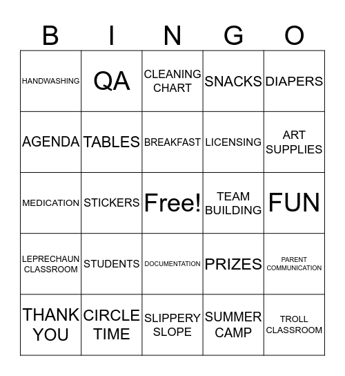 STAFF MEETING Bingo Card