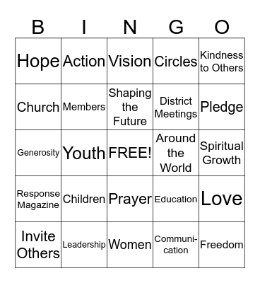 Call to Prayer and Self Denial Bingo Card