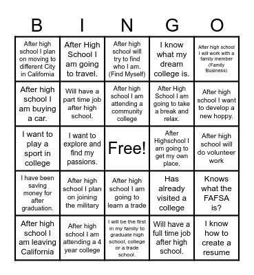 Senior Bingo Card