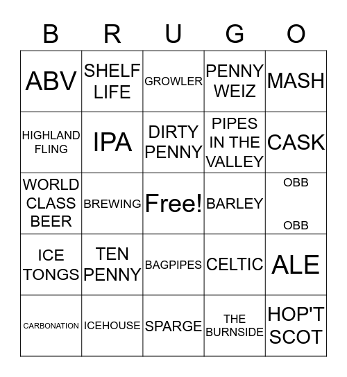 BRUGO! Bingo Card