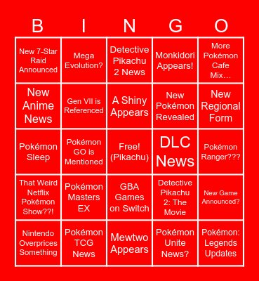 Pokémon Direct Bingo - 8/7/23 Bingo Card