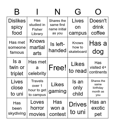 DECO2200 Icebreaker Bingo Card