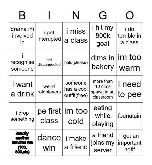what will happen in royale high today Bingo Card