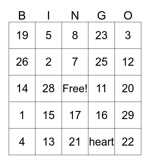 Valentine's BINGO Card