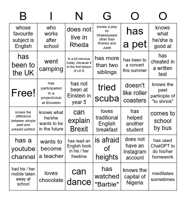 LK E 2023 Bingo Card