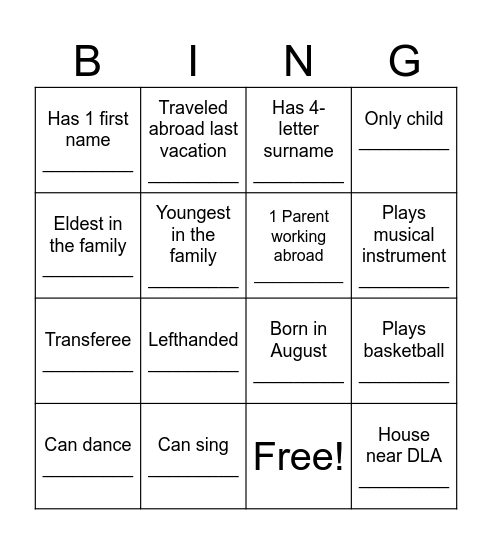 Human Bingo Card