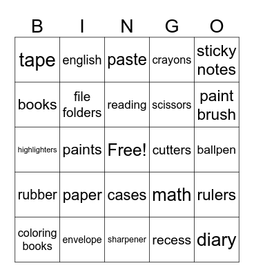 Back To School Edition Bingo Card