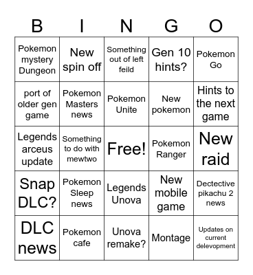 Pokemon Presents 2023 Bingo Card