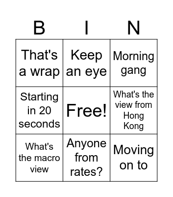 Morning Call Bingo Card
