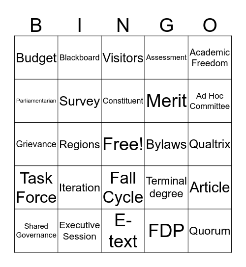 Senate Bingo Card
