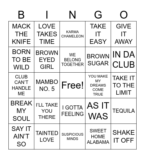Seyfarth Music Trivia Bingo Game 1 Bingo Card