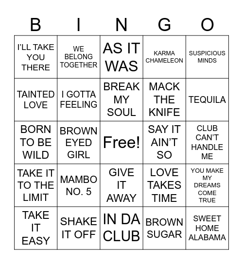 Seyfarth Music Trivia Bingo Game 1 Bingo Card