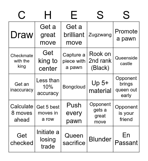 Chess Bingo Card