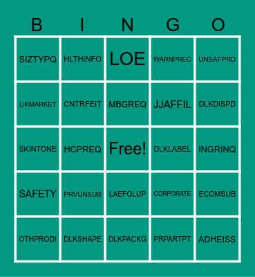 KENVUE Bingo Card