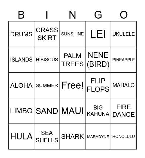 BINGO LIMBO Bingo Card