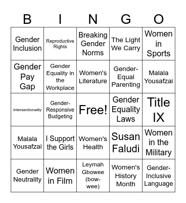 W+A Bingo Card