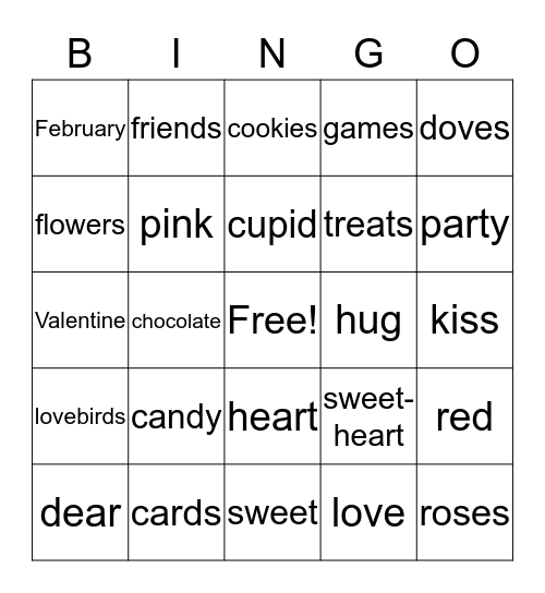 Valentine's Day  Bingo Card