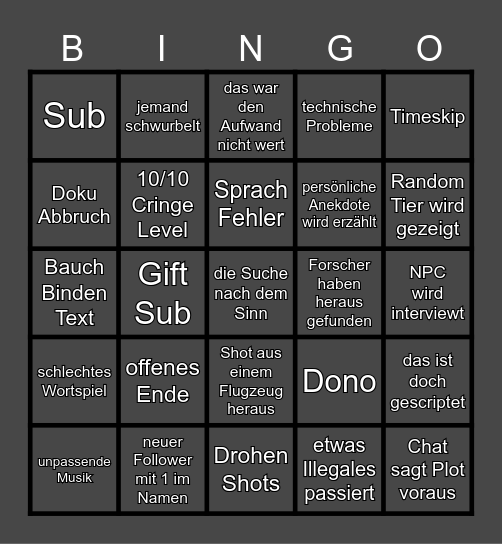 Doku Bingo Card