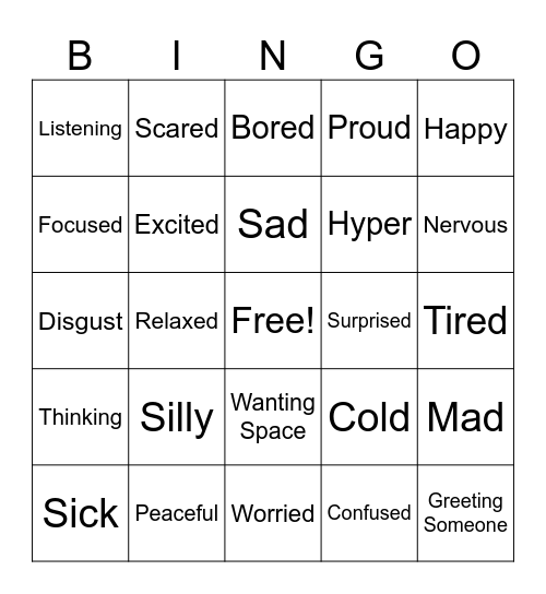 NON VERBAL COMMUNICATION BINGO Card