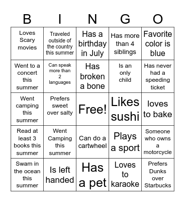 NAPS  Bingo Card