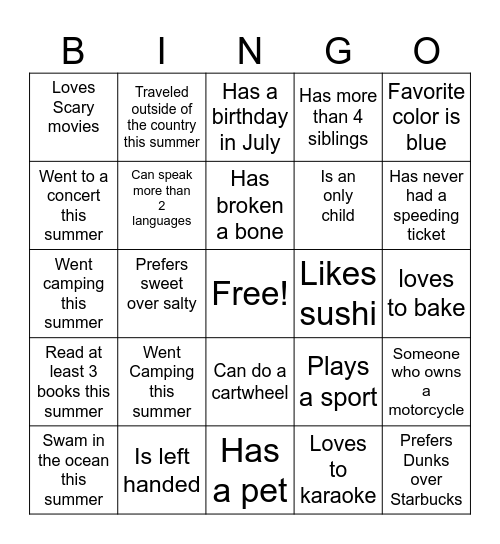 NAPS  Bingo Card