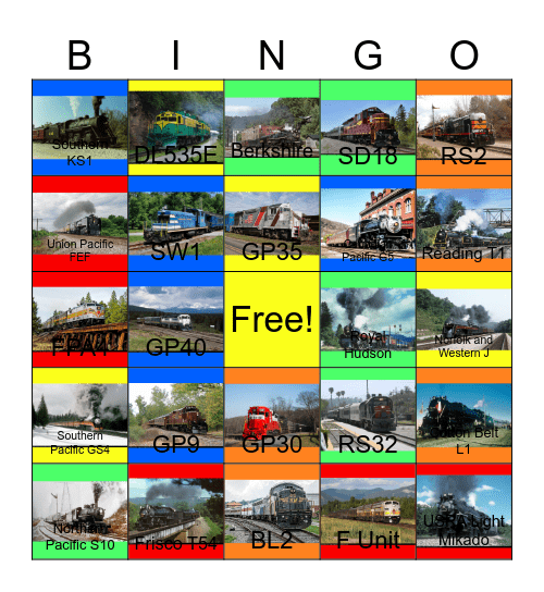 Trains Around North America Bingo Card