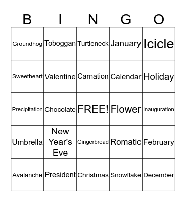 Winter Bingo Card