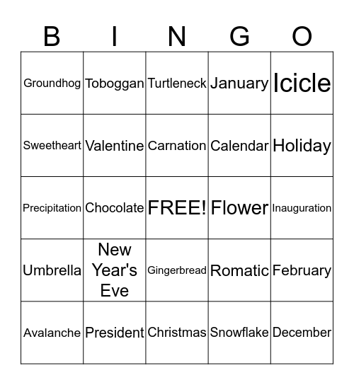 Winter Bingo Card