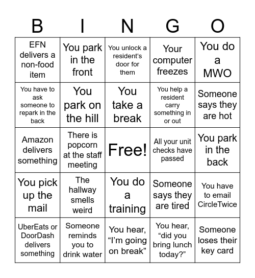#ShelterLife Bingo Card
