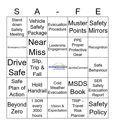 Let's Play Safe! Bingo Card