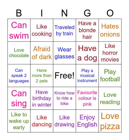 Get to know Bingo Card