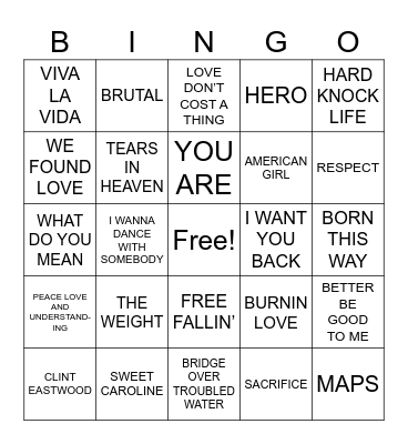 Seyfarth Music Trivia Bingo Game 2 Bingo Card